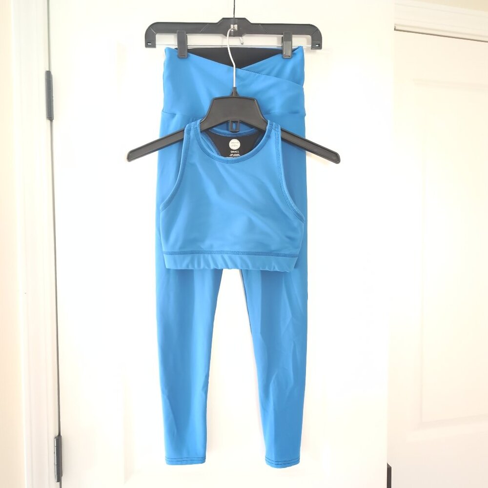 GTS Greater Than Sports Leggings and Bra Set Small XS Blue Made in the USA